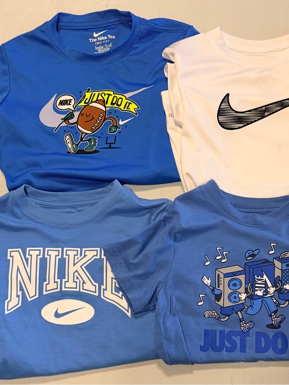 Nike Blue & White Kids' Graphic Short Sleeve Tees - 4 Pack